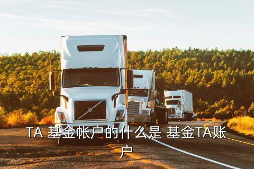 TA 基金帳戶的什么是 基金TA賬戶