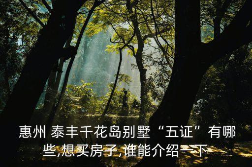  惠州 泰豐千花島別墅“五證”有哪些,想買房子,誰(shuí)能介紹一下