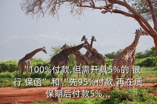 “100%付款,但需開具5%的 銀行 保函”和“先95%付款,再在質(zhì)保期后付款5%...