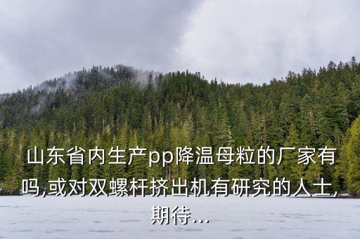  山東省內(nèi)生產(chǎn)pp降溫母粒的廠家有嗎,或?qū)﹄p螺桿擠出機(jī)有研究的人士,期待...