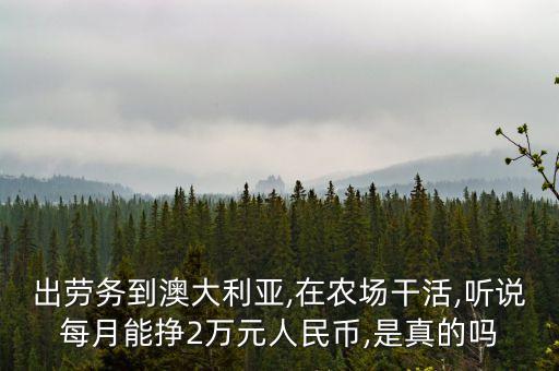 出勞務(wù)到澳大利亞,在農(nóng)場干活,聽說每月能掙2萬元人民幣,是真的嗎