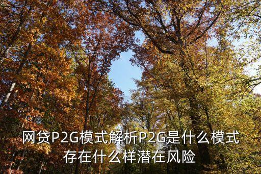 網(wǎng)貸P2G模式解析P2G是什么模式存在什么樣潛在風險