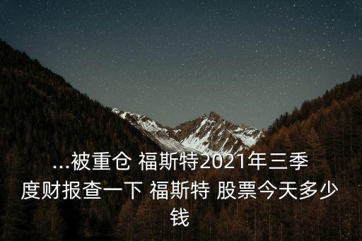 ...被重倉(cāng) 福斯特2021年三季度財(cái)報(bào)查一下 福斯特 股票今天多少錢(qián)