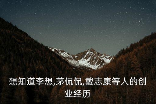 想知道李想,茅侃侃,戴志康等人的創(chuàng)業(yè)經(jīng)歷