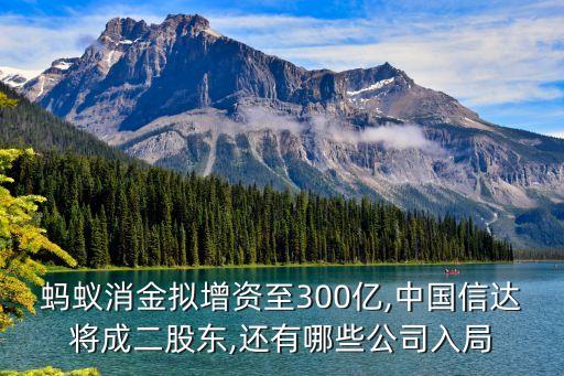 螞蟻消金擬增資至300億,中國(guó)信達(dá)將成二股東,還有哪些公司入局