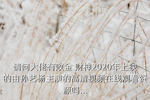 請(qǐng)問(wèn)大佬有敗金 財(cái)神2020年上映的由孫藝楊主演的高清視頻在線觀看資源嗎...