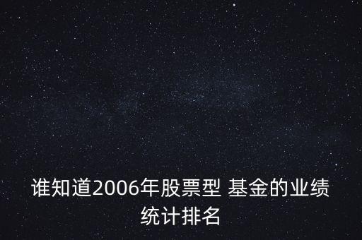 誰知道2006年股票型 基金的業(yè)績統(tǒng)計排名