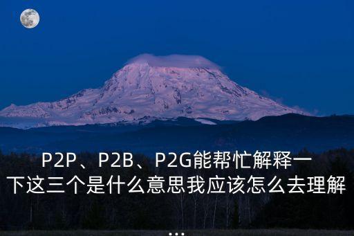 P2P、P2B、P2G能幫忙解釋一下這三個是什么意思我應(yīng)該怎么去理解...