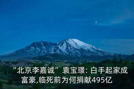 “北京李嘉誠”袁寶璟: 白手起家成富豪,臨死前為何捐獻(xiàn)495億