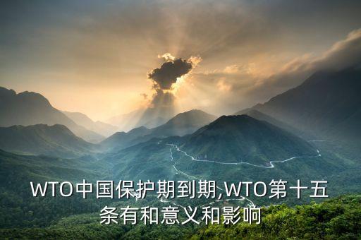 WTO中國保護期到期,WTO第十五條有和意義和影響