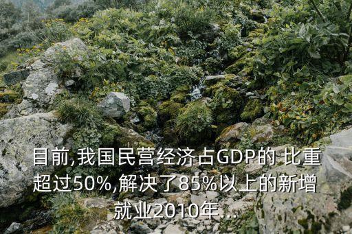 目前,我國民營經(jīng)濟(jì)占GDP的 比重超過50%,解決了85%以上的新增就業(yè)2010年...