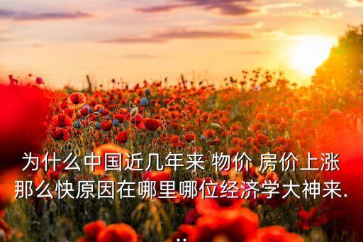 為什么中國近幾年來 物價 房價上漲那么快原因在哪里哪位經(jīng)濟學(xué)大神來...