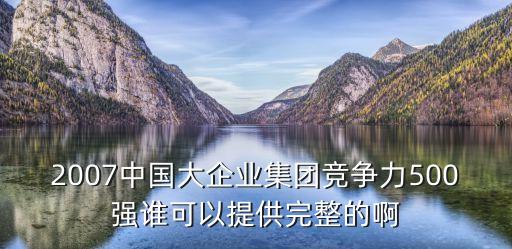 2007中國大企業(yè)集團(tuán)競(jìng)爭(zhēng)力500強(qiáng)誰可以提供完整的啊