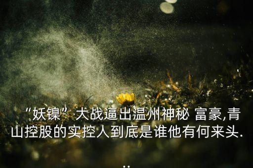 “妖鎳”大戰(zhàn)逼出溫州神秘 富豪,青山控股的實控人到底是誰他有何來頭...