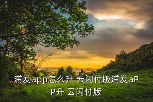 浦發(fā)app怎么升 云閃付版浦發(fā)aPP升 云閃付版