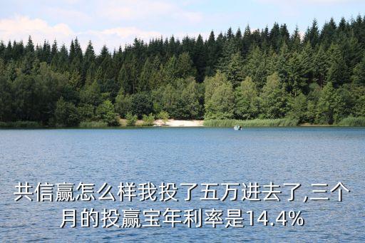 共信贏怎么樣我投了五萬進去了,三個月的投贏寶年利率是14.4%