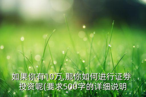 如果你有10萬(wàn),那你如何進(jìn)行證劵 投資呢(要求500字的詳細(xì)說(shuō)明