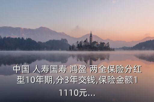 中國(guó) 人壽國(guó)壽 鴻盈 兩全保險(xiǎn)分紅型10年期,分3年交錢,保險(xiǎn)金額11110元...