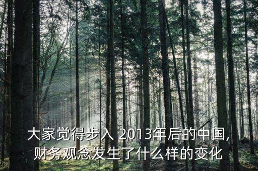 大家覺得步入 2013年后的中國,財務觀念發(fā)生了什么樣的變化