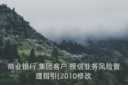 商業(yè)銀行 集團(tuán)客戶 授信業(yè)務(wù)風(fēng)險(xiǎn)管理指引(2010修改