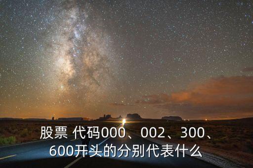 股票 代碼000、002、300、600開頭的分別代表什么