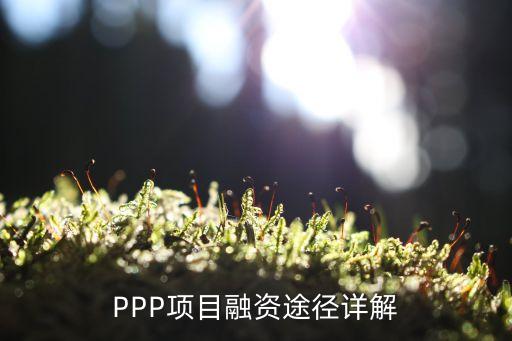 PPP項目融資途徑詳解