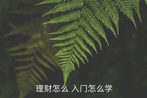  理財(cái)怎么 入門怎么學(xué)