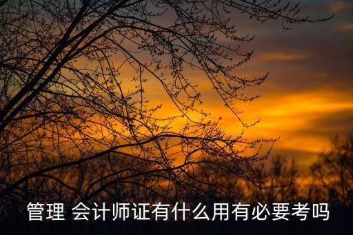  管理 會(huì)計(jì)師證有什么用有必要考嗎