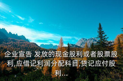 企業(yè)宣告 發(fā)放的現(xiàn)金股利或者股票股利,應借記利潤分配科目,貸記應付股利...