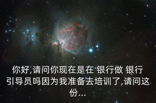 你好,請問你現在是在 銀行做 銀行引導員嗎因為我準備去培訓了,請問這份...