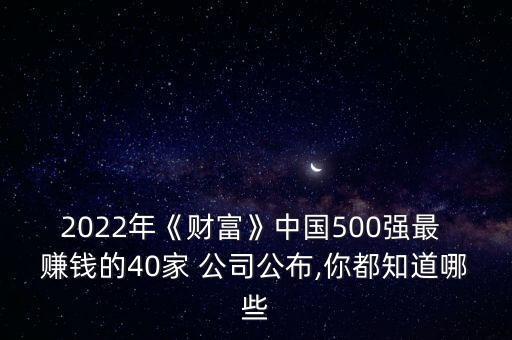 2022年《財(cái)富》中國(guó)500強(qiáng)最 賺錢(qián)的40家 公司公布,你都知道哪些