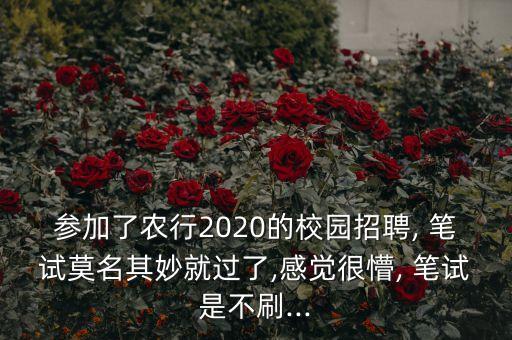 參加了農行2020的校園招聘, 筆試莫名其妙就過了,感覺很懵, 筆試是不刷...