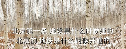  北京第一條 地鐵是什么時(shí)候建的 北京的 地鐵是什么時(shí)候開(kāi)通的