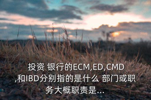  投資 銀行的ECM,ED,CMD,和IBD分別指的是什么 部門或職務(wù)大概職責是...