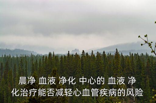 晨凈 血液 凈化 中心的 血液 凈化治療能否減輕心血管疾病的風(fēng)險