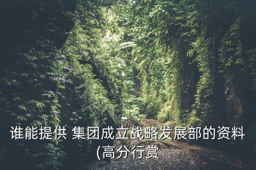 誰能提供 集團(tuán)成立戰(zhàn)略發(fā)展部的資料(高分行賞