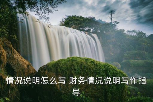 情況說明怎么寫 財(cái)務(wù)情況說明寫作指導(dǎo)