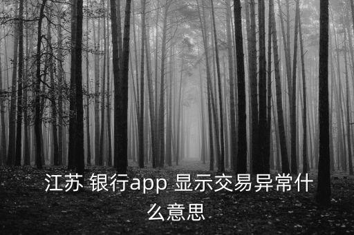  江蘇 銀行app 顯示交易異常什么意思