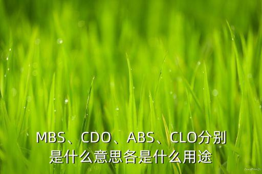 MBS、CDO、ABS、CLO分別是什么意思各是什么用途