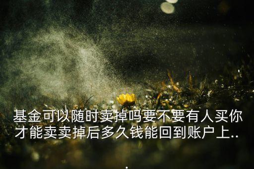  基金可以隨時(shí)賣掉嗎要不要有人買(mǎi)你才能賣賣掉后多久錢(qián)能回到賬戶上...