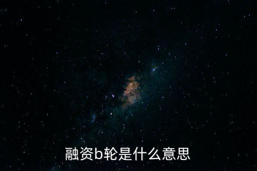 融資b輪是什么意思