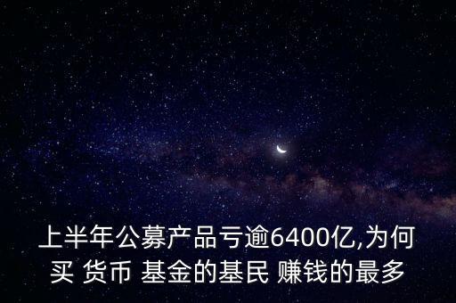 上半年公募產(chǎn)品虧逾6400億,為何買 貨幣 基金的基民 賺錢的最多