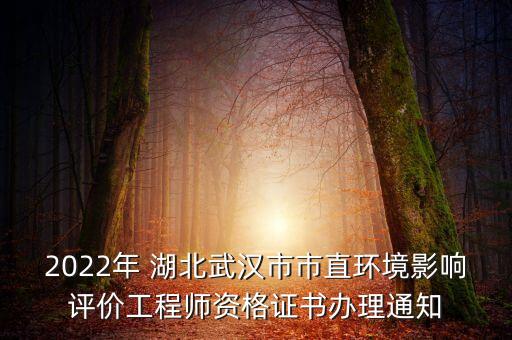 2022年 湖北武漢市市直環(huán)境影響評價工程師資格證書辦理通知