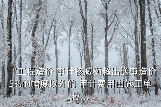 “工程造價 審計核減額超出送審造價5%的幅度以外的 審計費(fèi)用由施工單位...