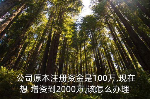  公司原本注冊(cè)資金是100萬,現(xiàn)在想 增資到2000萬,該怎么辦理