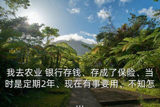 我去農(nóng)業(yè) 銀行存錢、存成了保險、當時是定期2年、現(xiàn)在有事要用、不知怎...