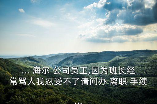 ... 海爾 公司員工,因為班長經(jīng)常罵人我忍受不了請問辦 離職 手續(xù)...