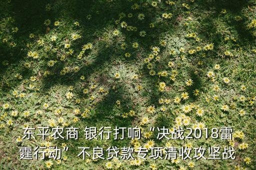 東平農(nóng)商 銀行打響“決戰(zhàn)2018雷霆行動(dòng)”不良貸款專項(xiàng)清收攻堅(jiān)戰(zhàn)