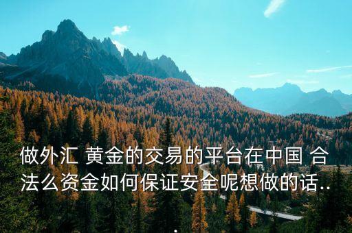 做外匯 黃金的交易的平臺在中國 合法么資金如何保證安全呢想做的話...