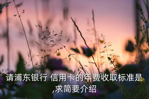 請(qǐng)浦東銀行 信用卡的年費(fèi)收取標(biāo)準(zhǔn)是,求簡(jiǎn)要介紹